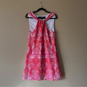 Kensie Pink and Orange Sleeveless Halter Dress